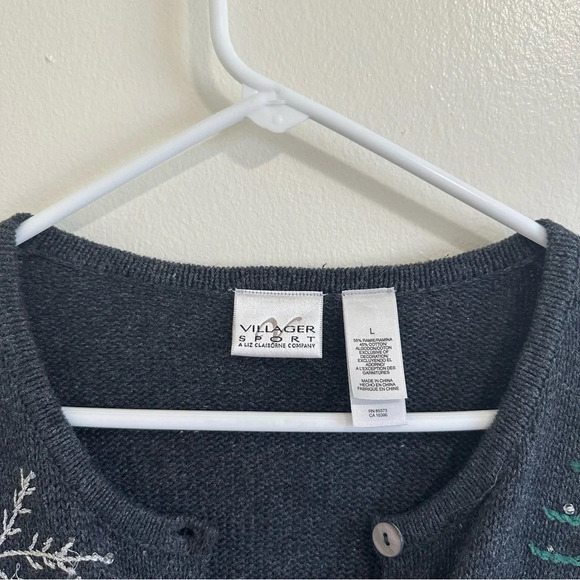 Villager Holiday Winter Christmas Sweater Large Ramie Cotton - Picture 2 of 3